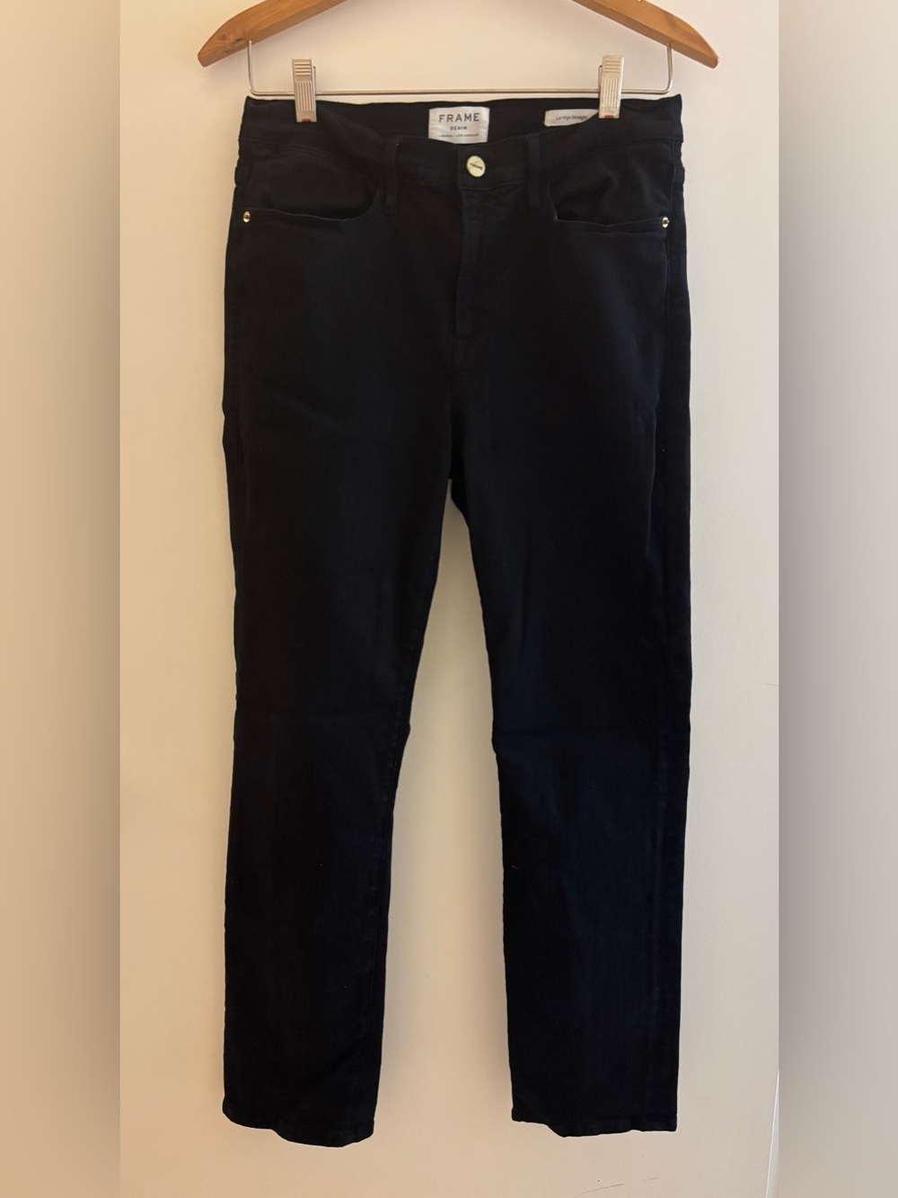 FRAME Denim Le High Straight Black Jeans Size 29
